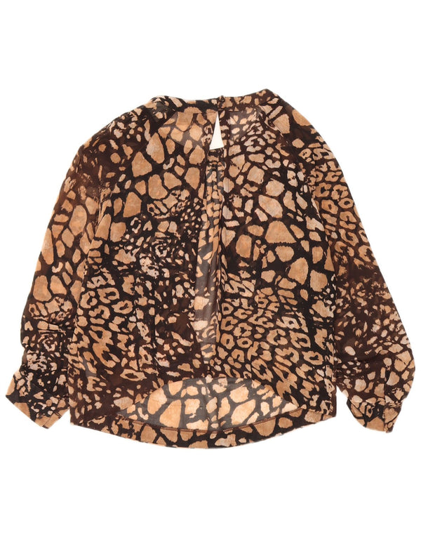 Topshop Damen Crop 3/4-Ärmel-Hemdbluse UK 14 Großes braunes Tiermuster