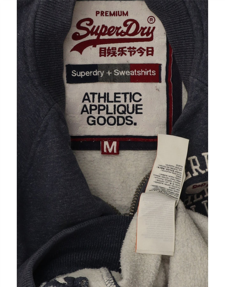Superdry Mens Graphic Tracksuit Top Jacket Medium Navy Blue Flecked Cotton