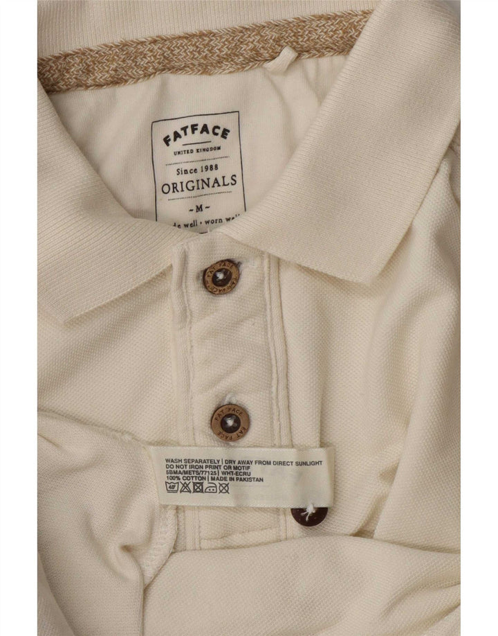 Fat Face Herre Polo Shirt Medium Off White Bomuld