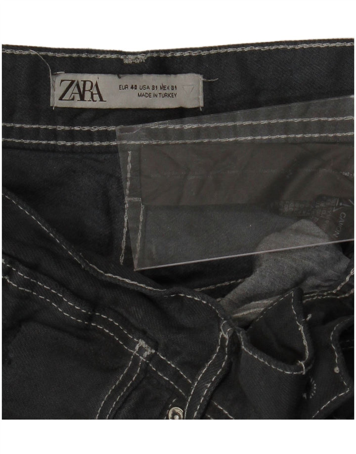 ZARA Mens Distressed Denim Shorts EU 40 Medium W31 Grey Cotton