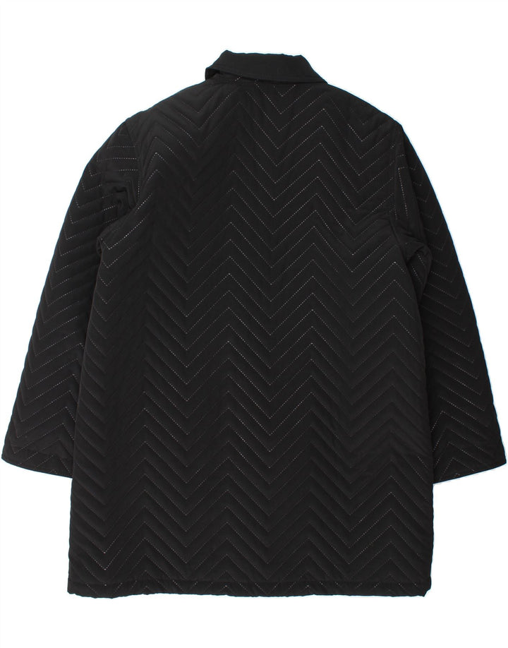VINTAGE Womens Overcoat UK 16 Large Black Chevron Vintage Vintage and Second-Hand Vintage from Messina Hembry 