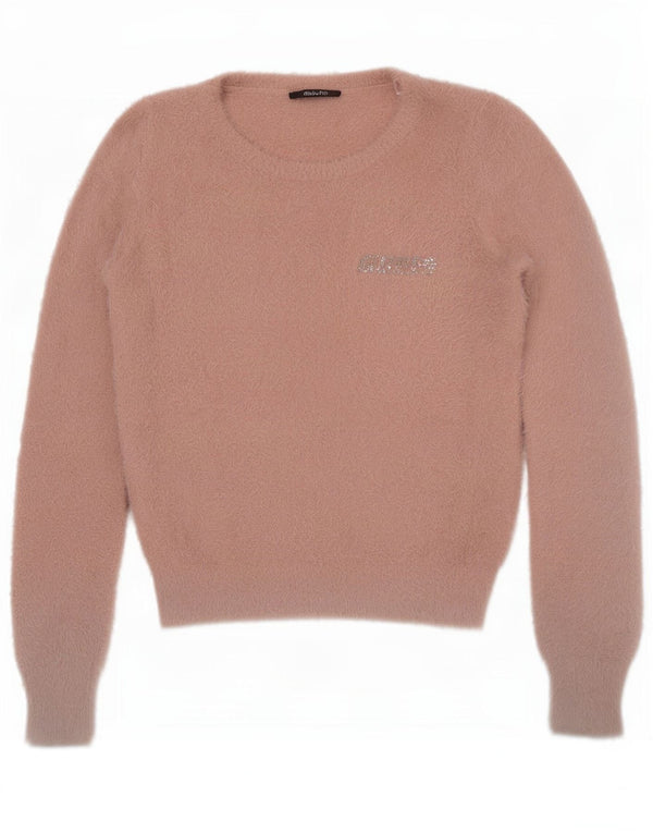 Guess Womens Crop Boat Neck Jumper πουλόβερ UK 12 Medium Pink