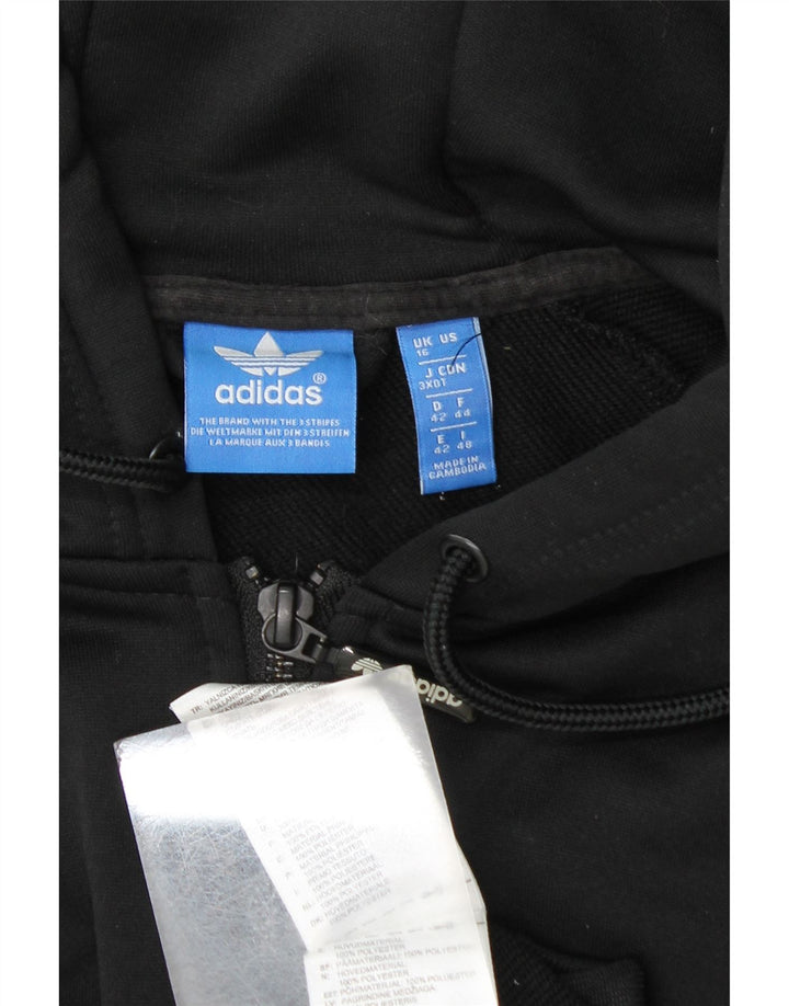 Adidas Womens Tracksuit Top Jacket UK 16 Large Black Colourblock Polyester