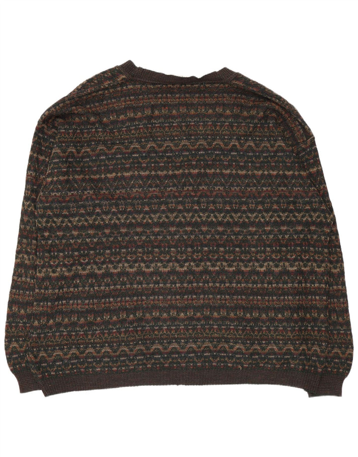 Rodes Herre Cardigan Sweater 2XL Brun Geometrisk Uld