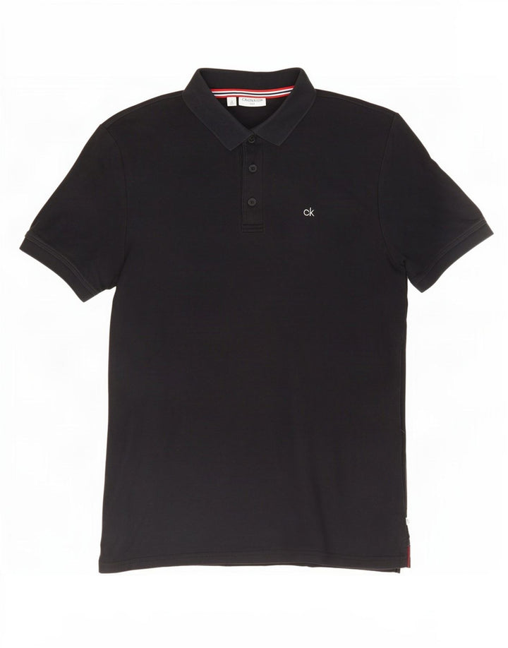 Polo da uomo Calvin Klein media cotone blu navy