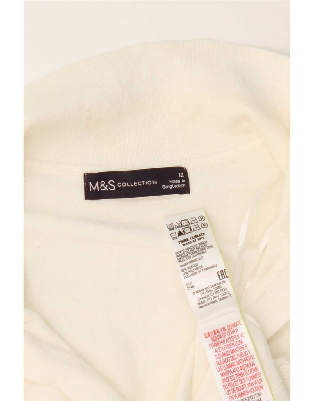 Marks & Spencer Womens Polo Shirt UK 12 Medium  White Viscose