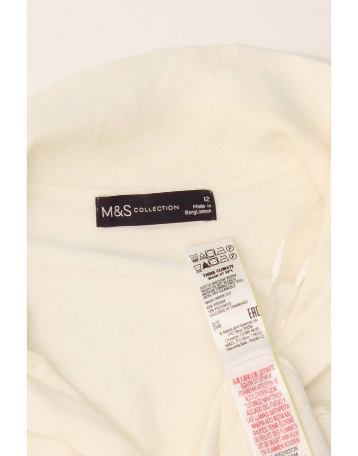 Marks & Spencer Womens Polo Shirt UK 12 Medium  White Viscose
