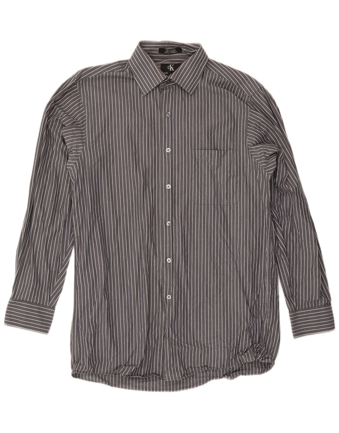 Calvin Klein Mens Shirt Size 15 Medium Grey Pinstripe Cotton
