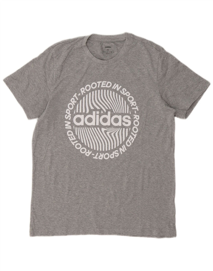 Adidas Mens Graphic T-Shirt Top Medium Grey Flecked