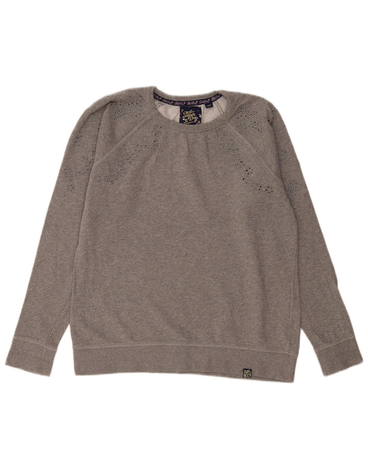 Superdry Womens Sweatshirt Jumper UK 14 Medium Grey Cotton