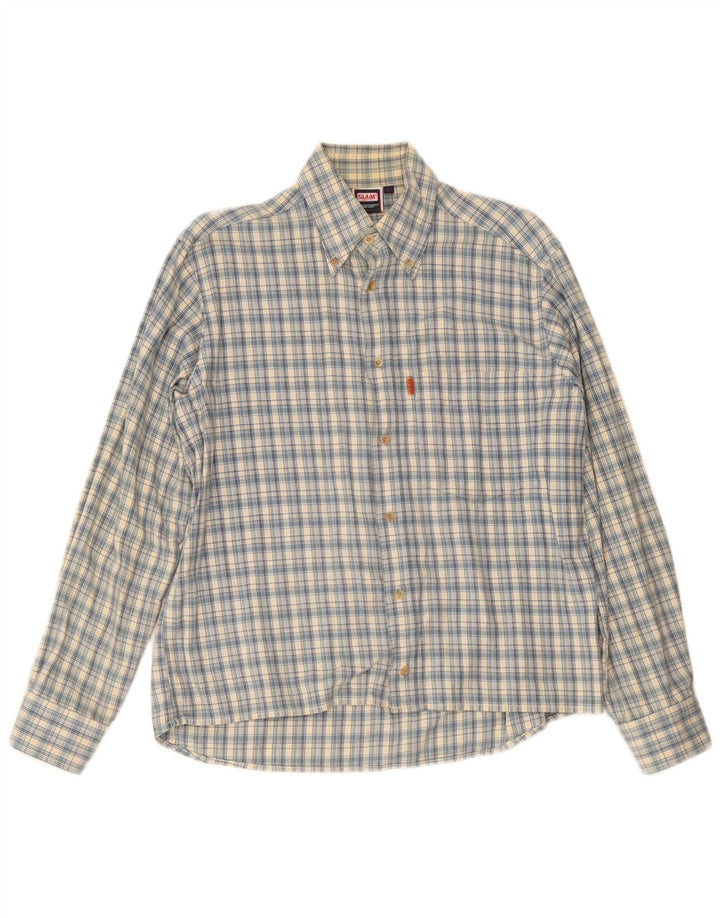 Camicia da uomo Slam in cotone a quadri piccoli blu