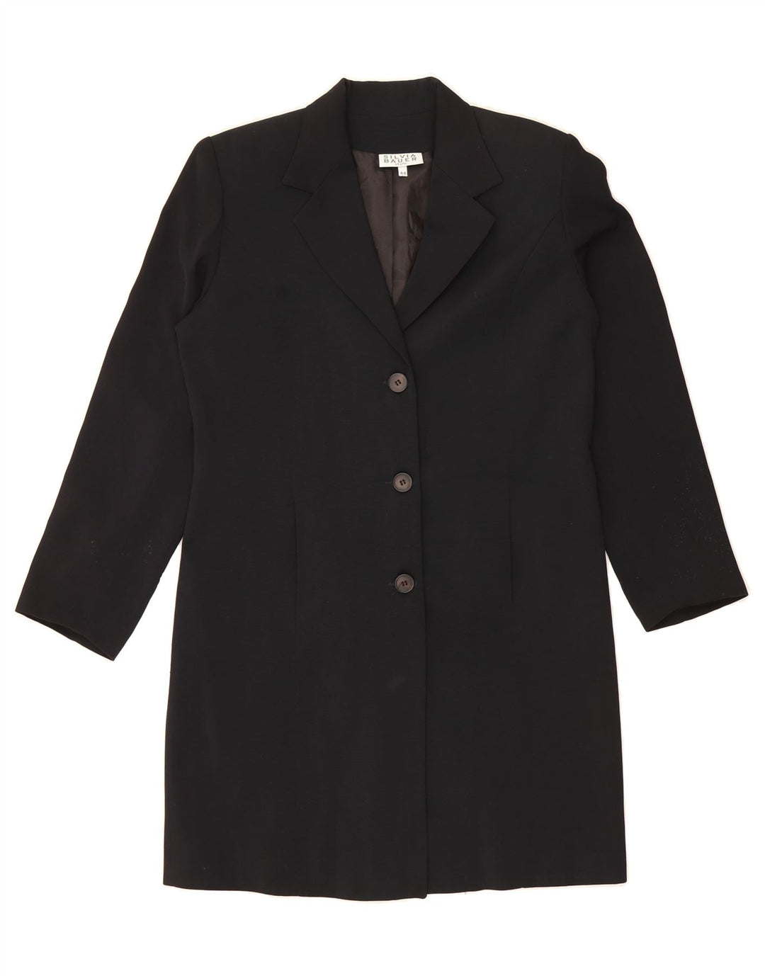 VINTAGE Womens Longline 3 Button Blazer Jacket IT 44 Medium Black Vintage Vintage and Second-Hand Vintage from Messina Hembry 