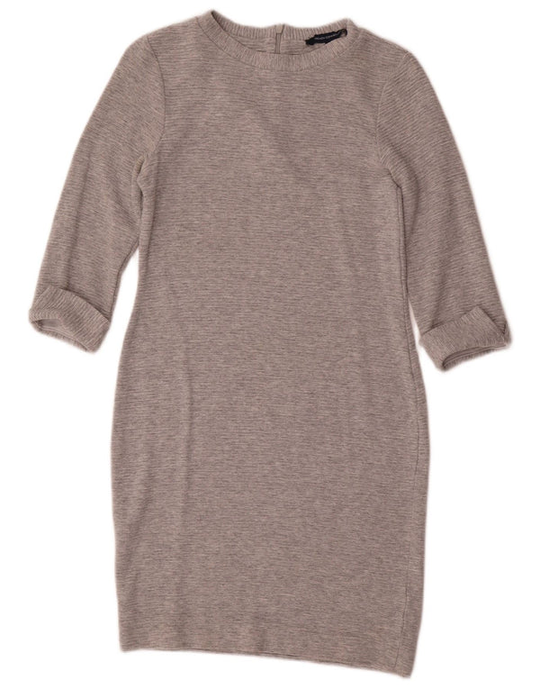 French Connection Dame 3/4-ærmet Skede Kjole UK 12 Medium Grå Viscose