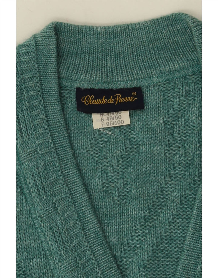 Claude De Pierre Mens Sleeveless Cardigan Sweater IT 48/50 Medium Blue