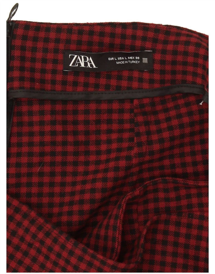 Zara Womens Casual Shorts Large W30 L3 Red Gingham
