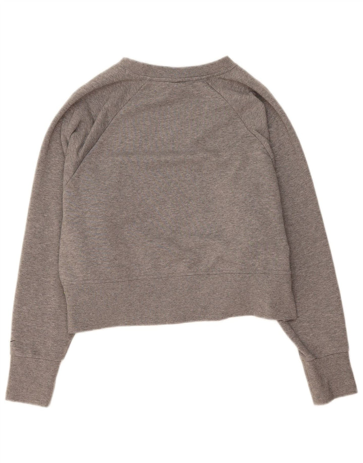 NIKE Womens Dri Fit Oversized Crop Sweatshirt Jumper UK 10 Small Grey