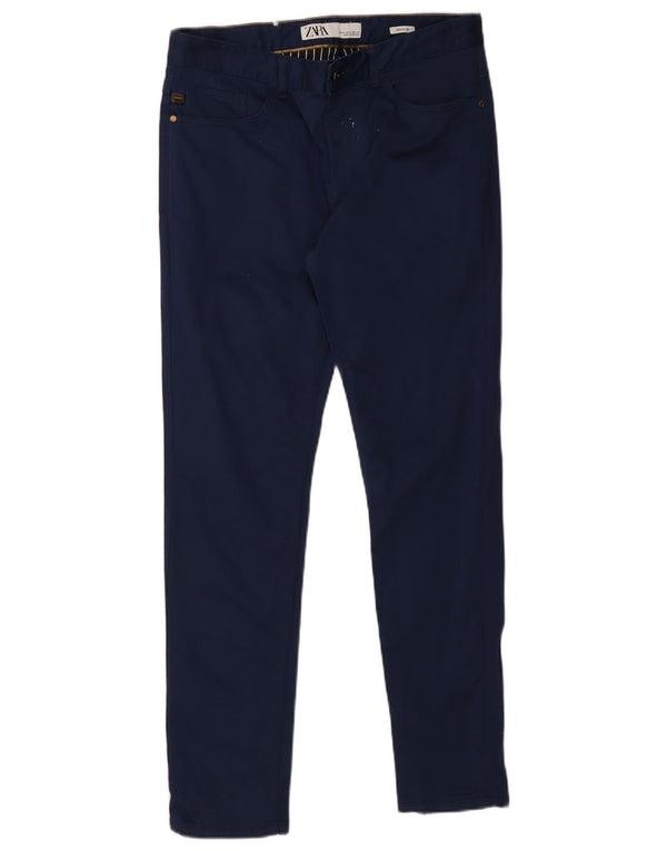 Zara Ανδρικό Skinny παντελόνι Chino EU 42 Large W32 L30 Navy Blue Cotton