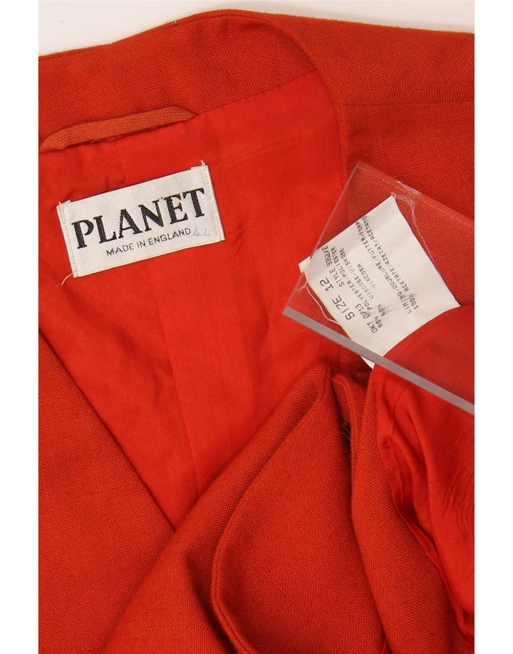 PLANET Giacca blazer a 3 bottoni da donna UK 12 Poliestere arancione medio