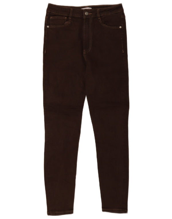 Zara Dame Skinny Jeans EU 42 Large W32 L27 Brun Bomuld