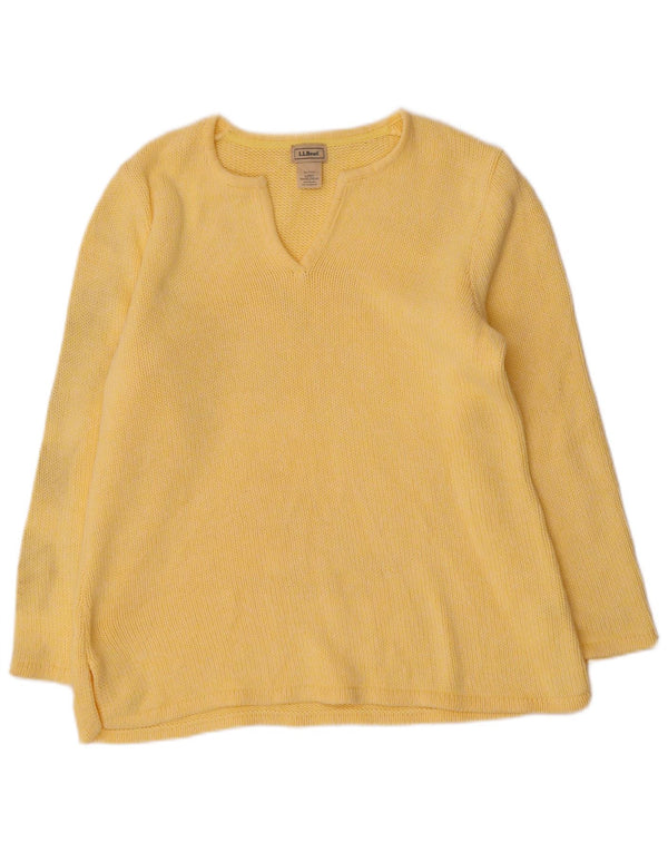 L.L.Bean Dame V-hals sweater UK 16 Stor Gul Bomuld