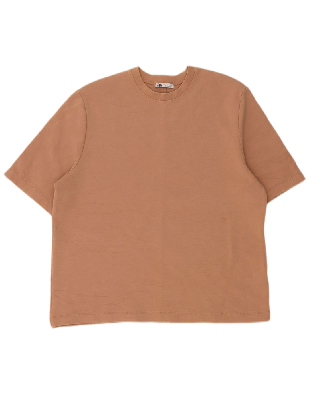 Zara Mens T-Shirt Top Medium Beige Cotton