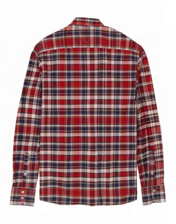 Tommy Hilfiger Mens Custom Fit Shirt Medium Red Check Cotton