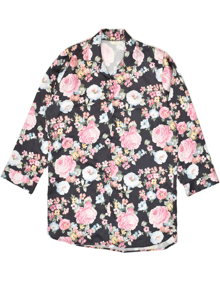 VINTAGE Womens Shirt Dress EU 36 Small Black Floral Polyester | Vintage Vintage | Thrift | Second-Hand Vintage | Used Clothing | Messina Hembry 
