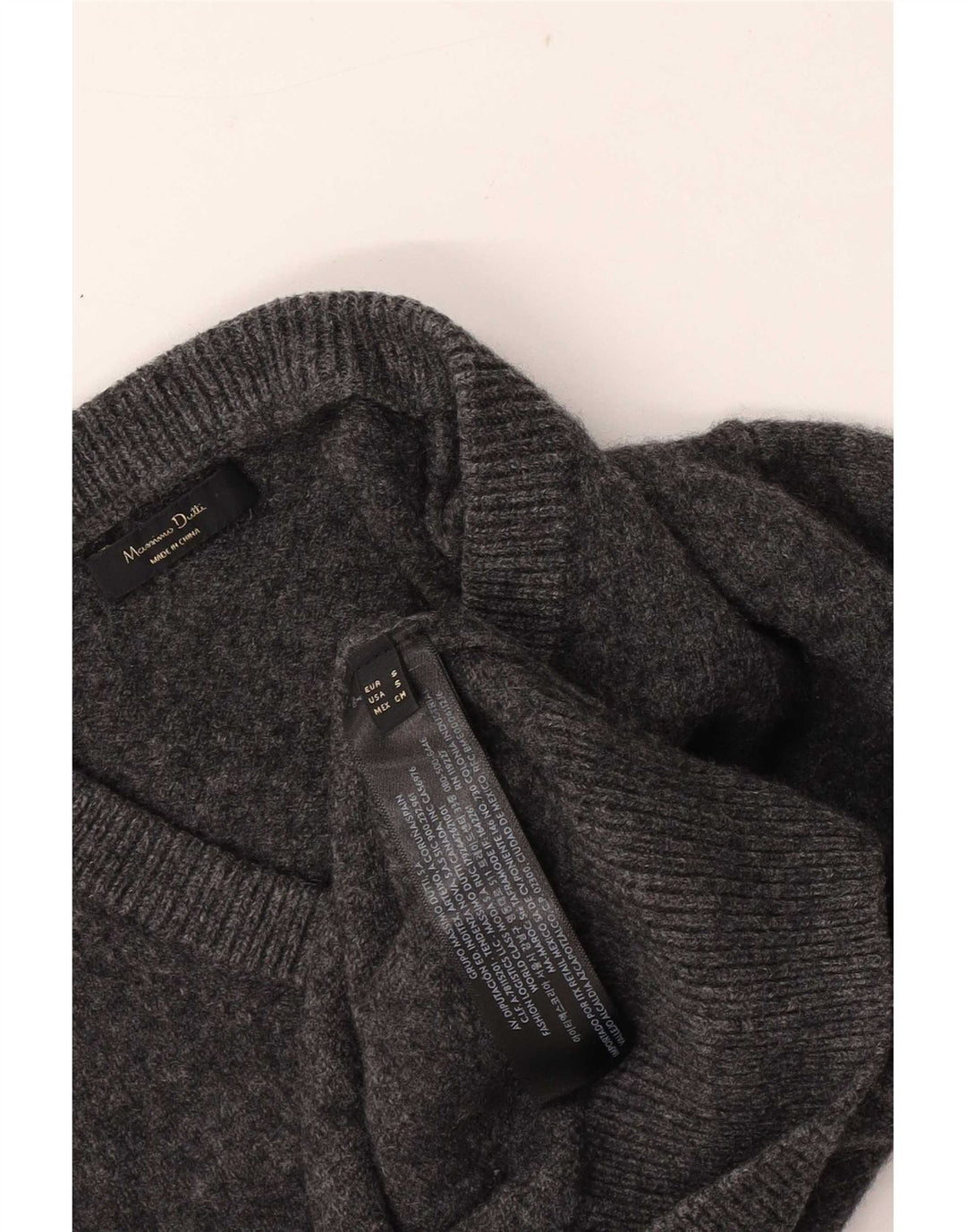 Massimo Dutti Womens Regular Fit V-Neck Jumper Sweater UK 10 Small Grey