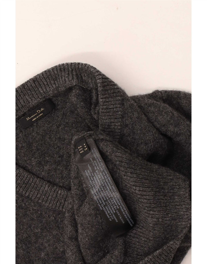 Massimo Dutti Womens Regular Fit V-Neck Jumper Sweater UK 10 Small Grey