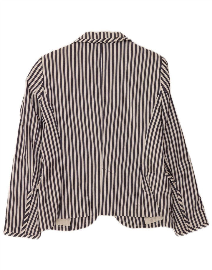 Zara Dame 2-knaps blazerjakke UK 18 XL marineblå stribet