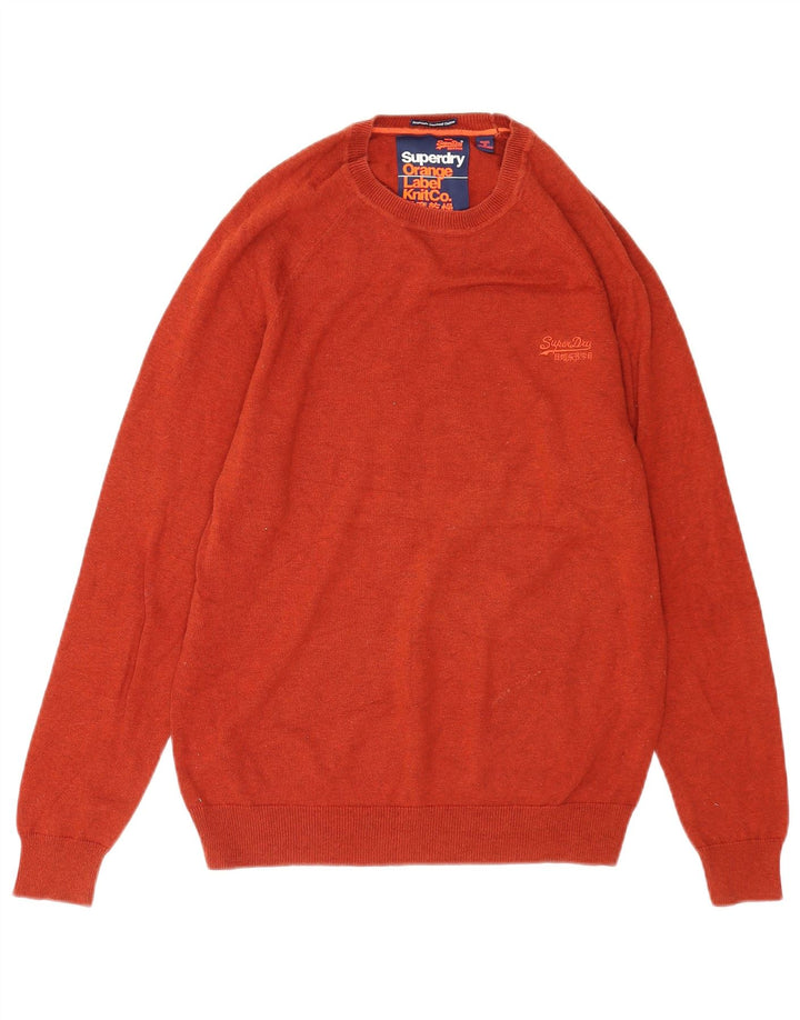 Superdry Mens Crew Neck Jumper Sweater Medium Orange Cotton