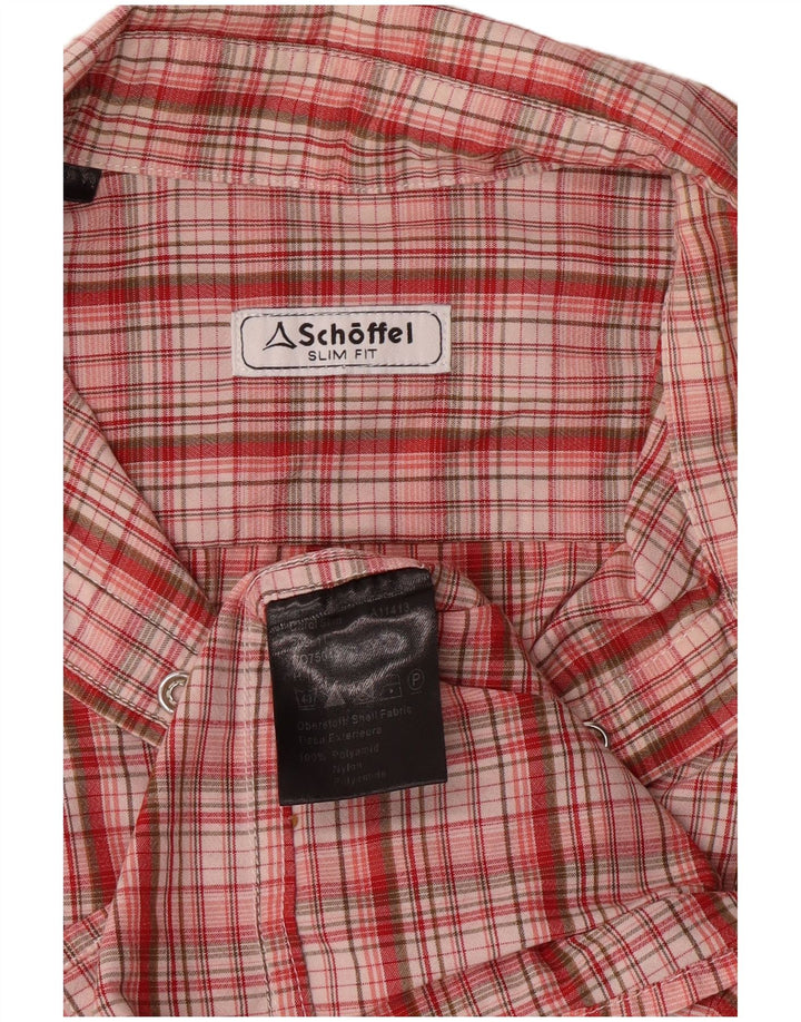 Schoffel Womens Slim Fit Shirt UK 14 Medium Red Check Polyamide