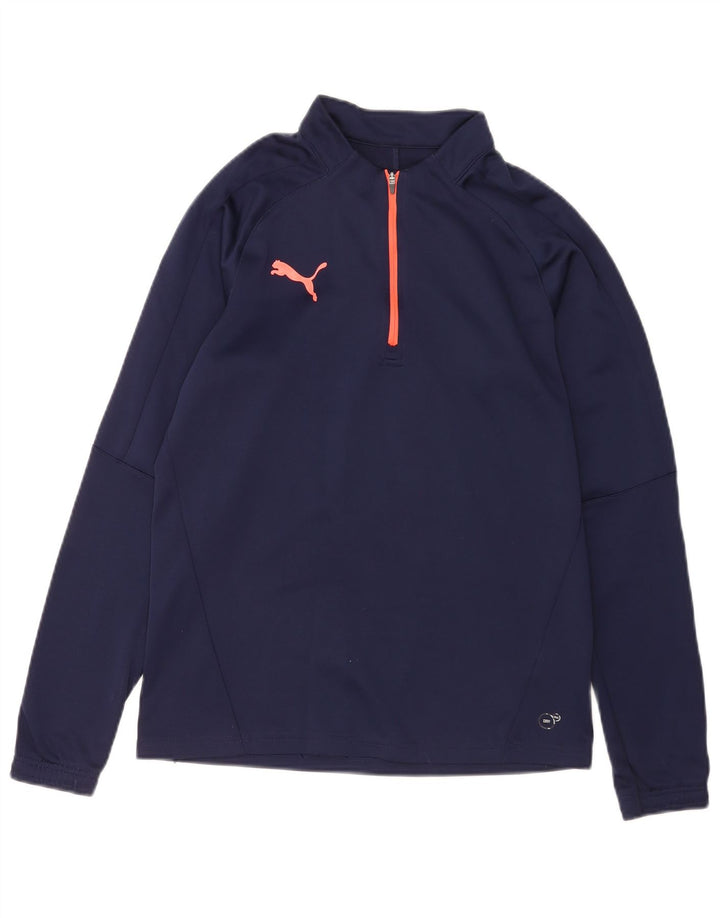 Puma Mens Zip Neck Jersey Chándal Top Pequeño Azul Marino