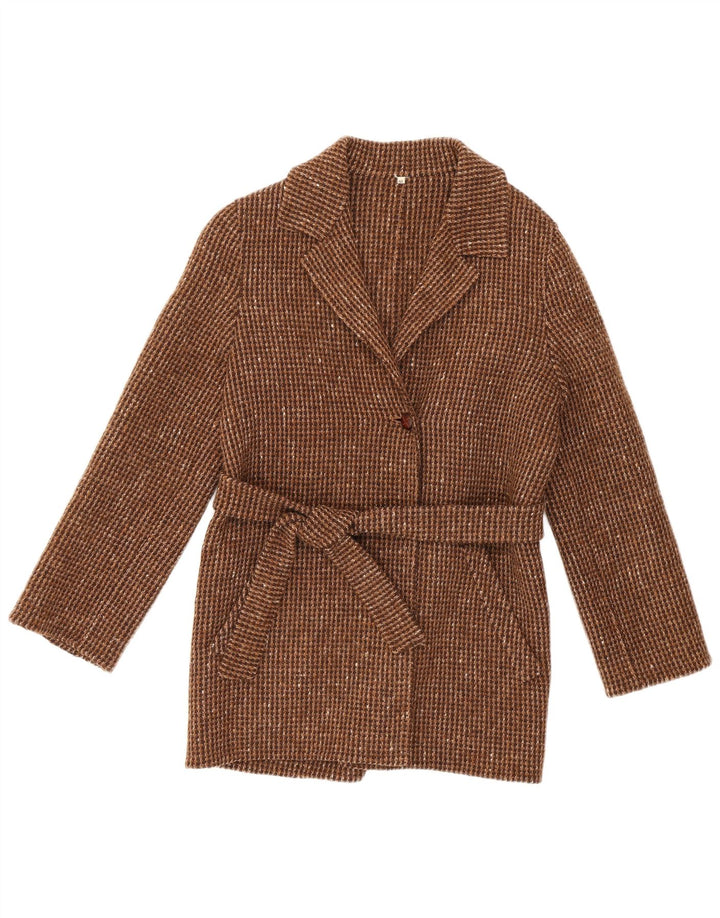 vintage Femme 1 Bouton Blazer Veste IT 44 Brun Moyen Moucheté