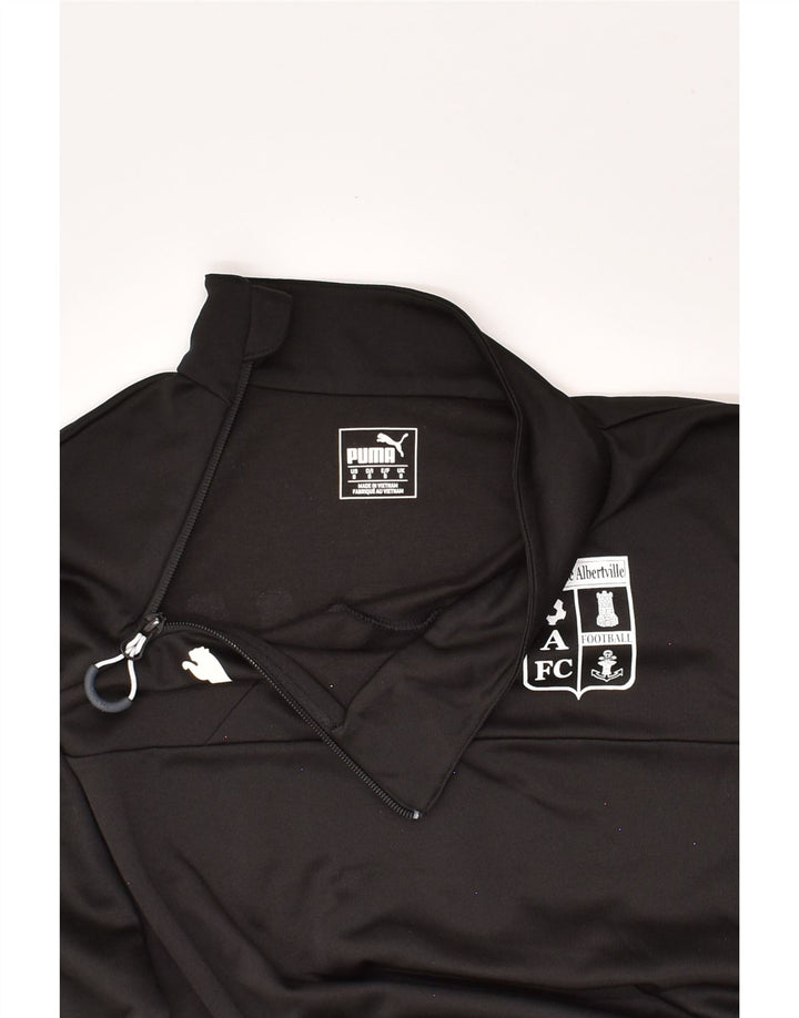 PUMA Mens Graphic Pullover Tracksuit Top Small Black Polyester | Vintage Puma | Thrift | Second-Hand Puma | Used Clothing | Messina Hembry 