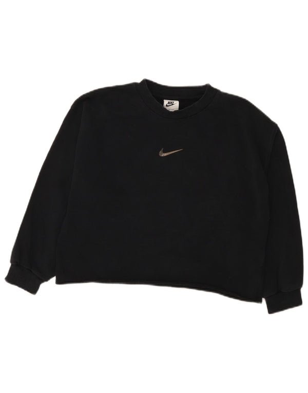 Nike Girls Dri Fit Crop Sweatshirt Jumper 10-11 år Medium Sort Bomuld