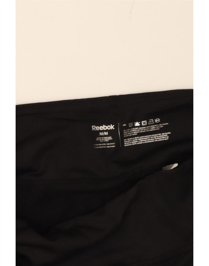 REEBOK Womens Leggings UK 12 Medium  Black Geometric Polyester Vintage Reebok and Second-Hand Reebok from Messina Hembry 
