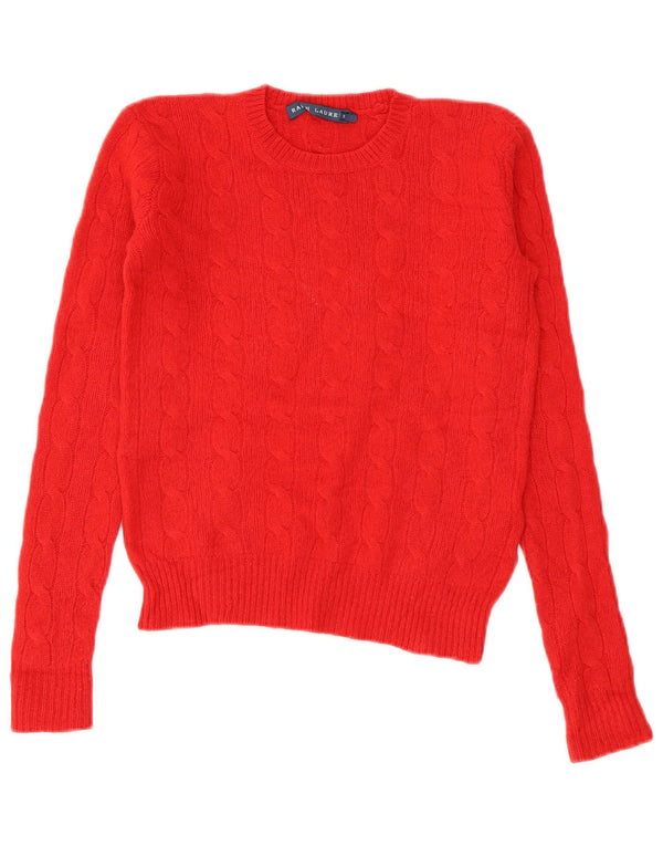 Ralph Lauren Girls Crew Neck Jumper Sweater 9-10 Years Red Wool
