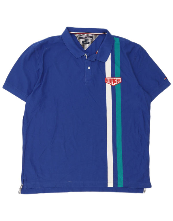 Cămașă polo Tommy Hilfiger pentru bărbați, 2XL, bumbac color-bloc albastru