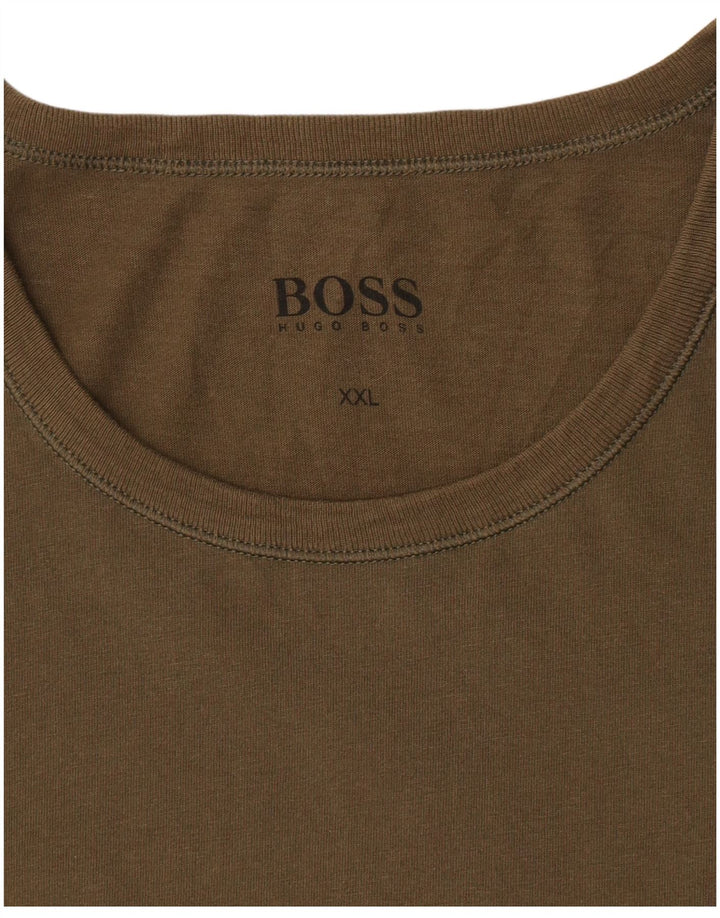 Hugo Boss Mens T-Shirt Top 2XL Khaki