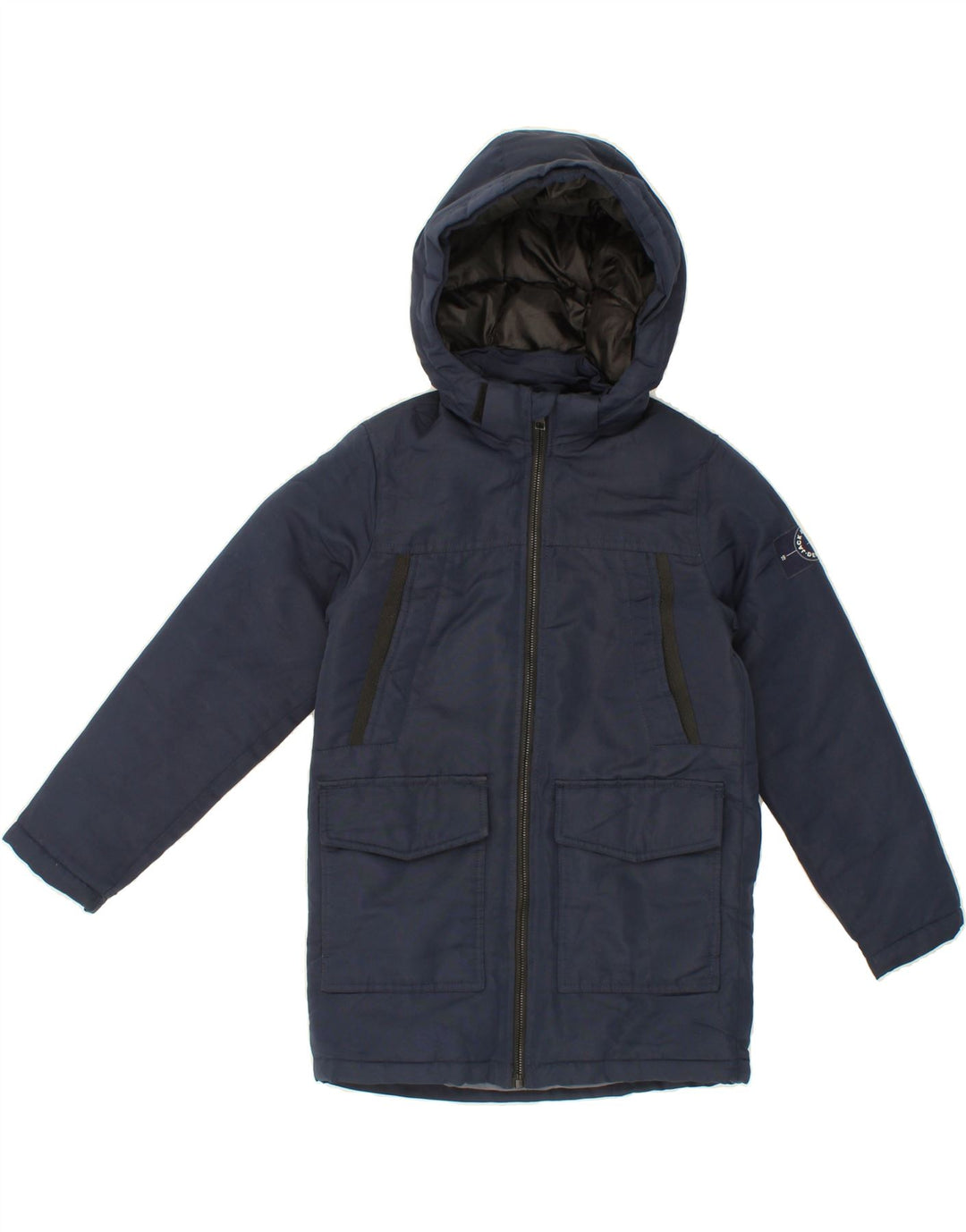 JACK & JONES Boys Hooded Padded Jacket 9-10 Years Navy Blue Polyester Vintage Jack & Jones and Second-Hand Jack & Jones from Messina Hembry 