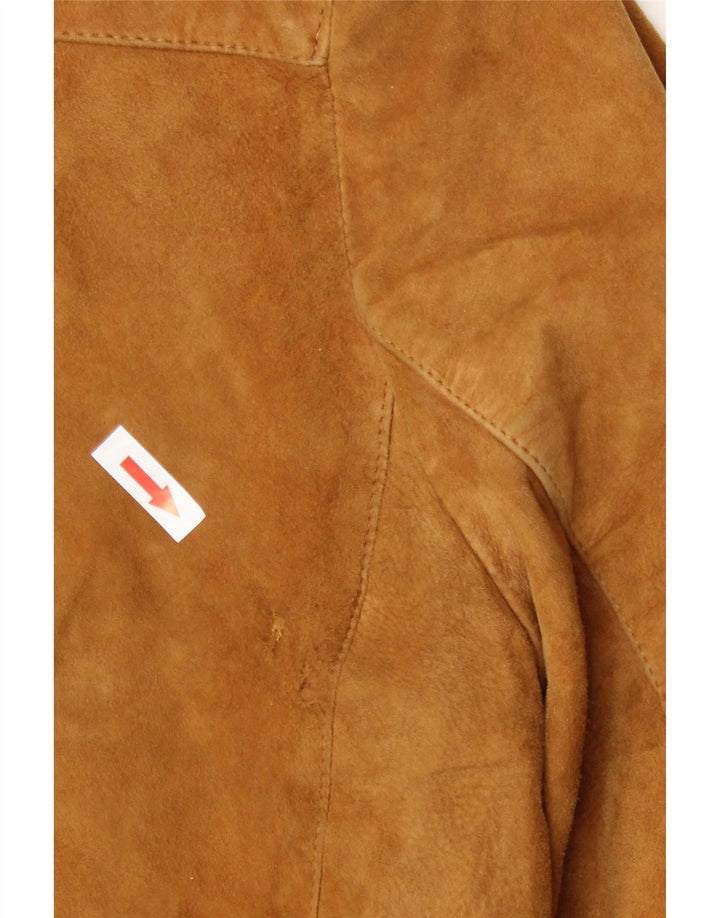 Jaqueta bomber masculina vintage de camurça IT 50 couro bege médio