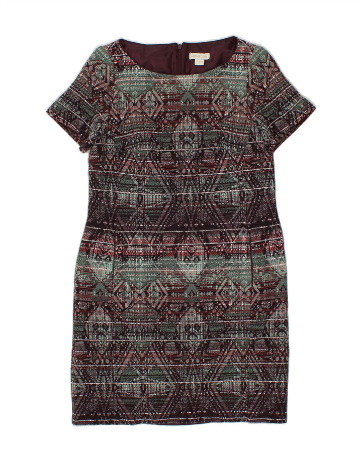 MONSOON Womens Sheath Dress UK 12 Medium  Maroon Argyle/Diamond Cotton Vintage Monsoon and Second-Hand Monsoon from Messina Hembry 