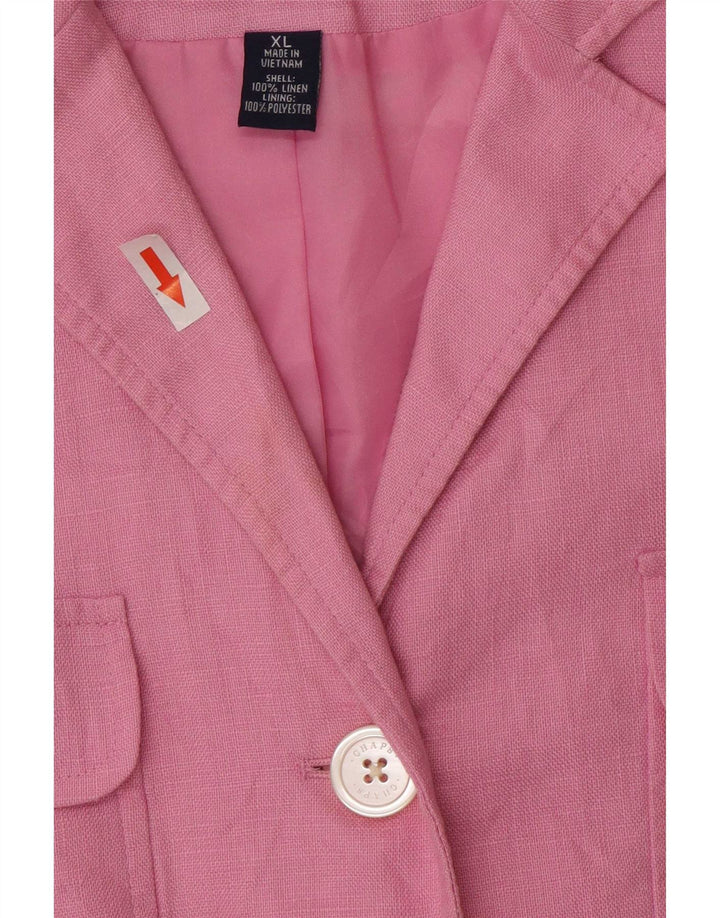 Chaps Womens 4 Button 3/4 Sleeve Blazer Jacket UK 18 XL Pink Linen