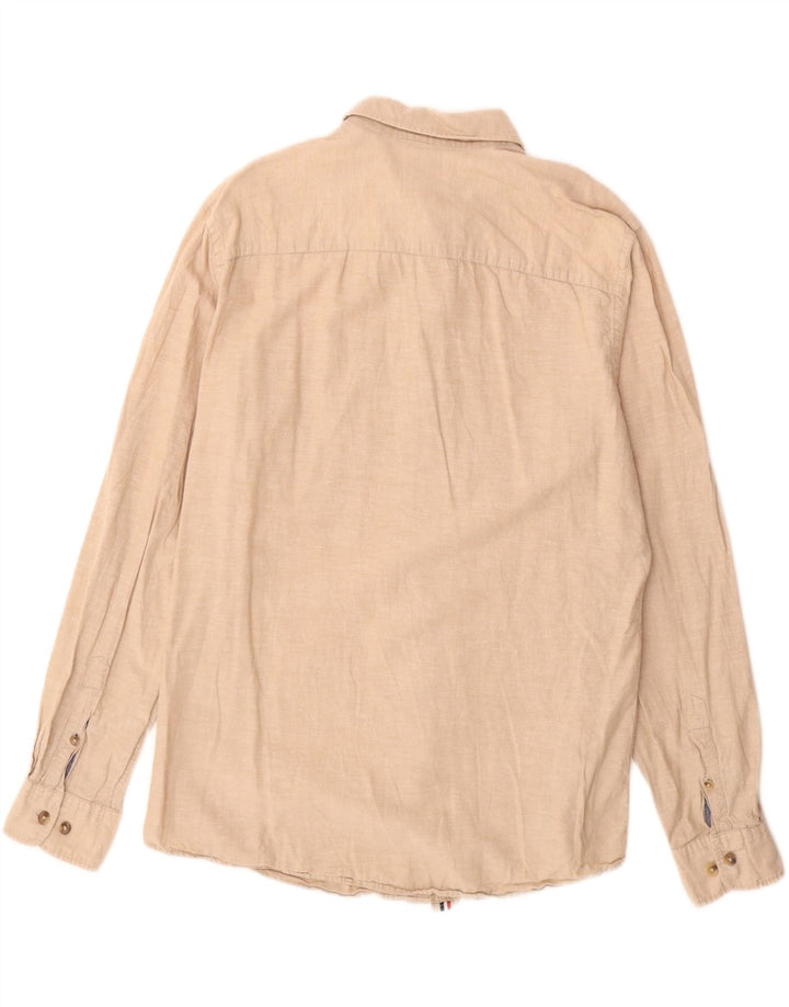 Jack & Jones Mens Shirt Large Beige Cotton