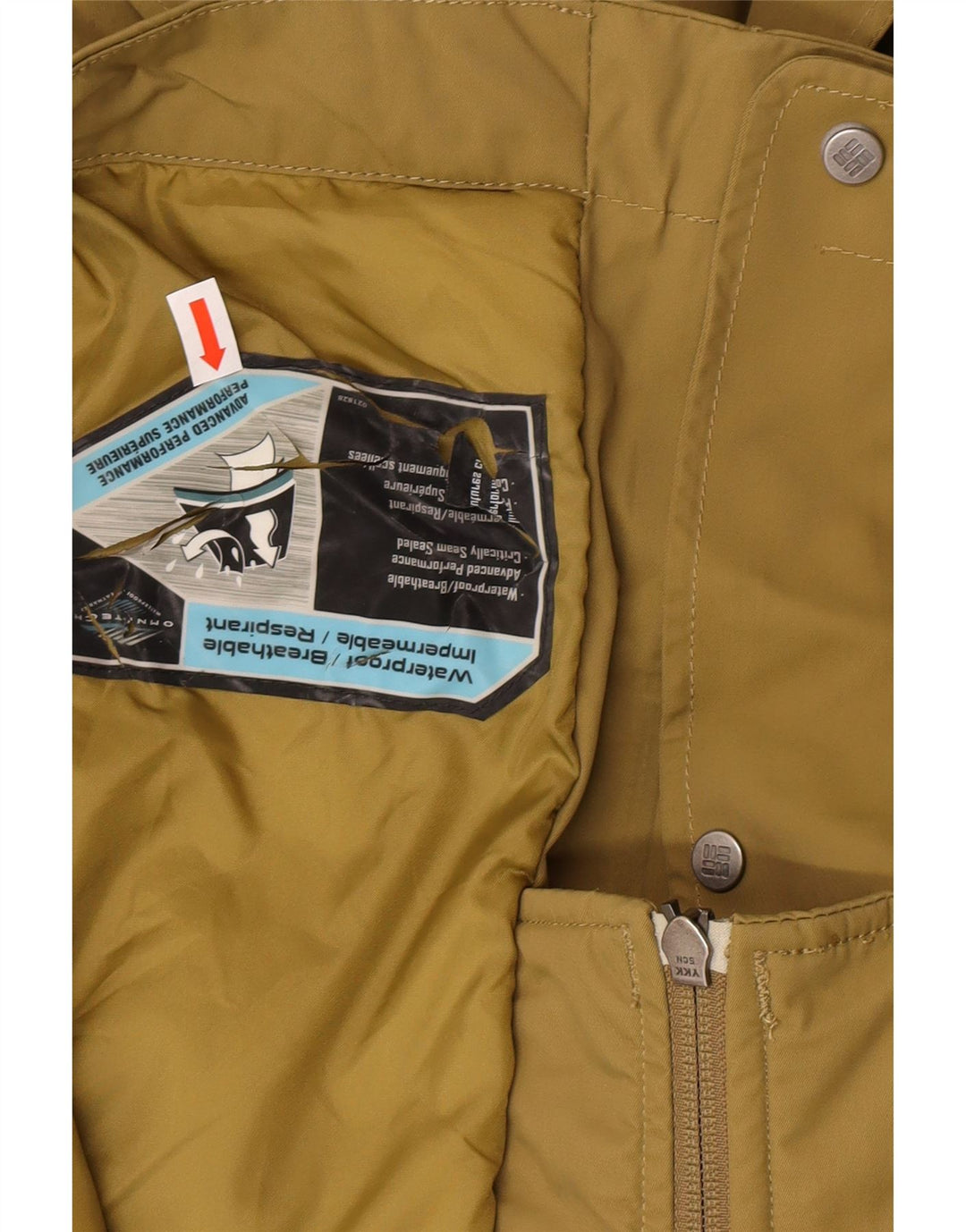 COLUMBIA Womens Raincoat UK 14 Medium Khaki Nylon Vintage Columbia and Second-Hand Columbia from Messina Hembry 