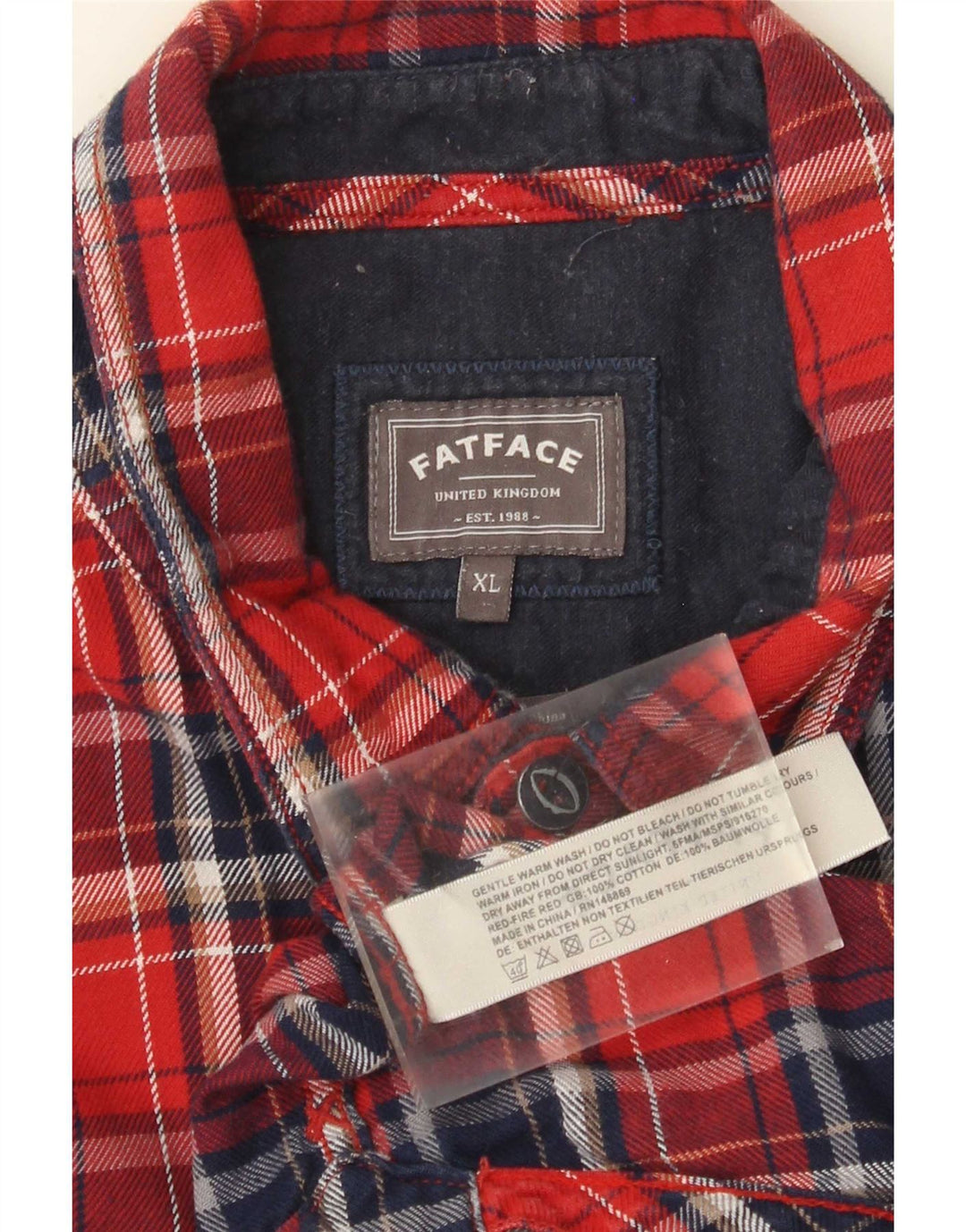 Fat Face Mens Flannel Shirt XL Red Check Cotton