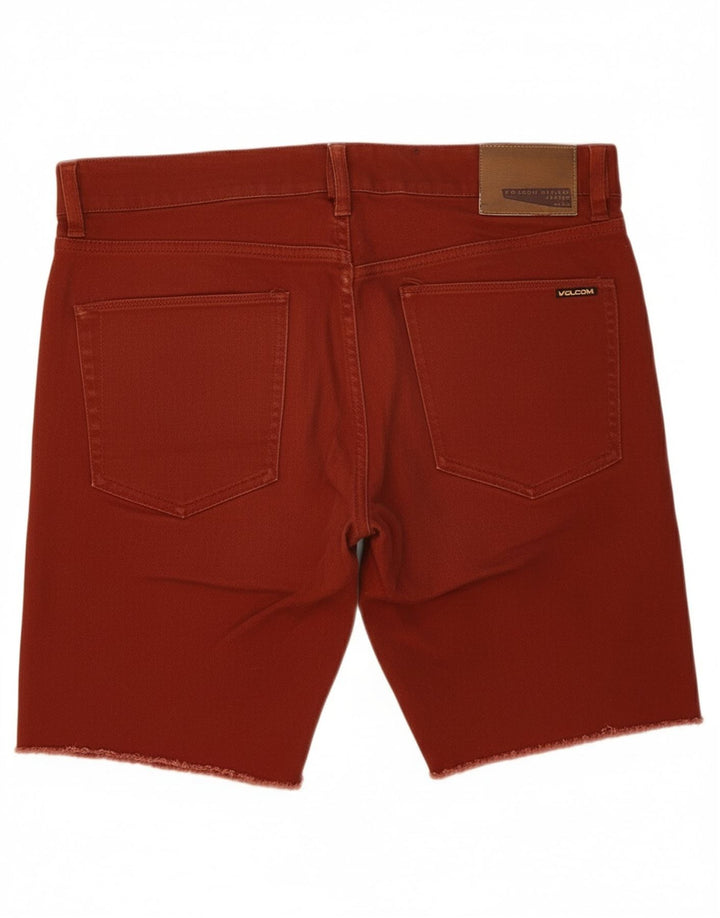 VOLCOM Mens Skinny Denim Shorts W32 Medium Maroon