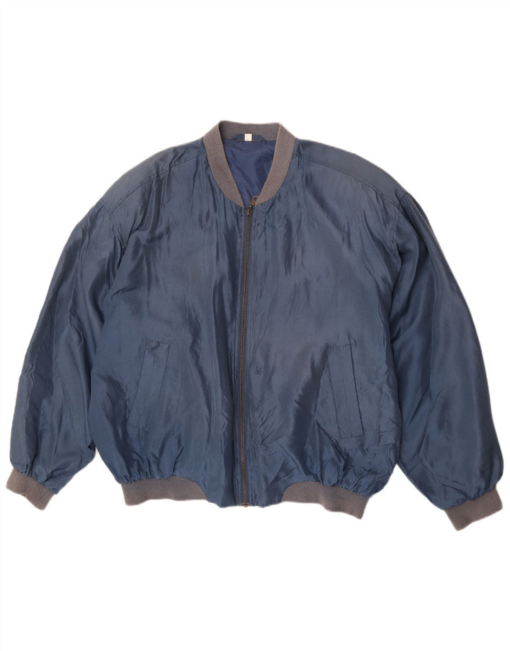 Giubbotto bomber vintage da uomo UK 42 XL in seta blu