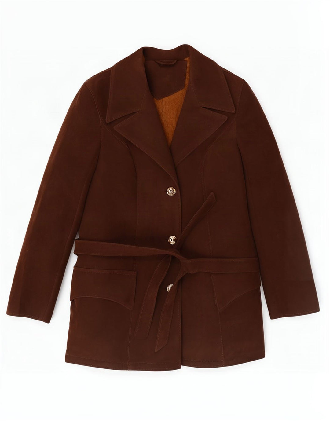 veste en daim femme vintage UK 14 Brun moyen